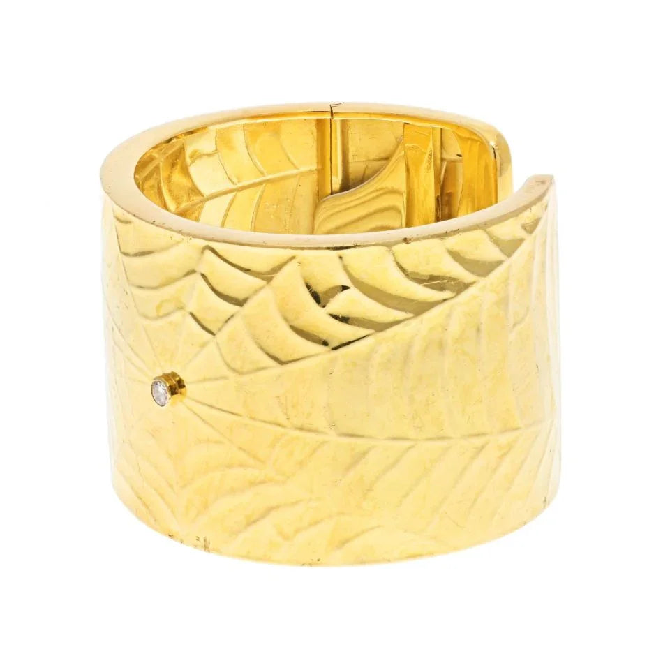 18K Yellow Gold Wide Estate Ladies Cuff Bracelet - The Back Vault