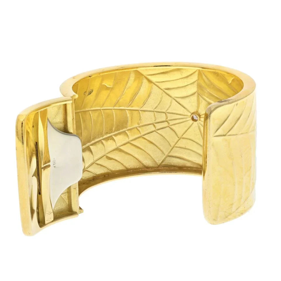 18K Yellow Gold Wide Estate Ladies Cuff Bracelet - The Back Vault