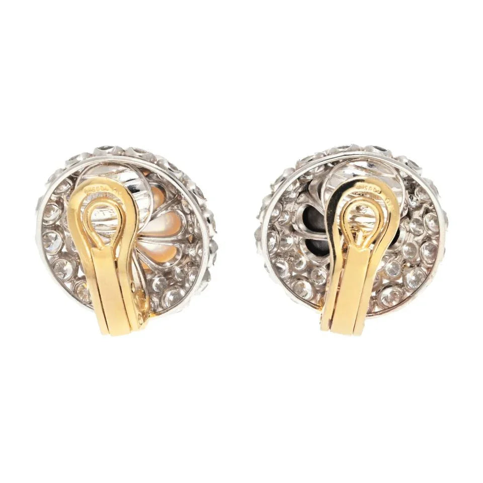 Chaumet 18K White Gold Bicolor Pearls Bombe And Diamond Clip-On Earrings - The Back Vault