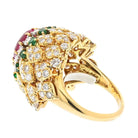 David Webb 18K Yellow Gold 1970's Ruby, Diamond and Emerald Cocktail Ring - The Back Vault