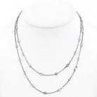 14K White Gold 5.00cttw Round Cut Diamond By The Yard Chain Necklace - The Back Vault