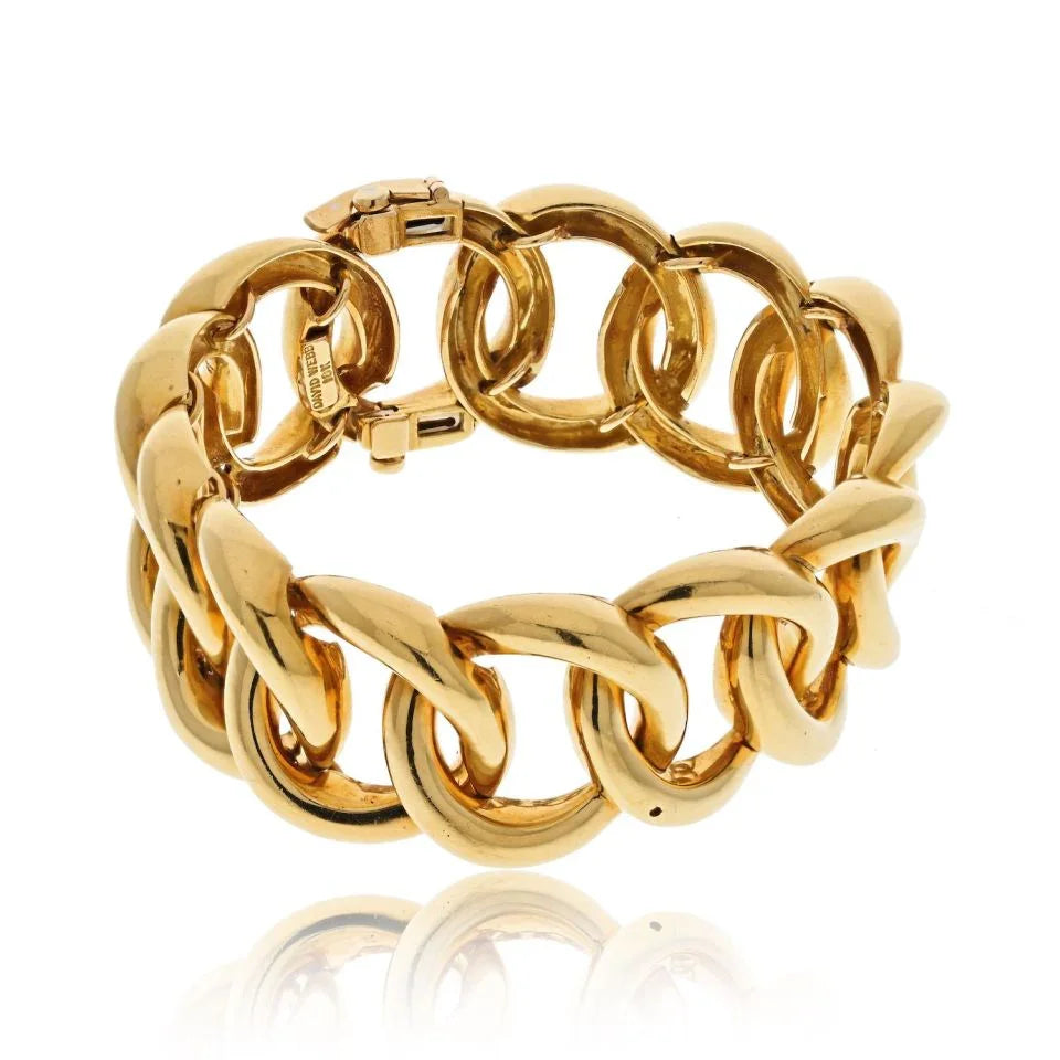 David Webb Platinum & 18K Yellow Gold Curved Link Bracelet - The Back Vault