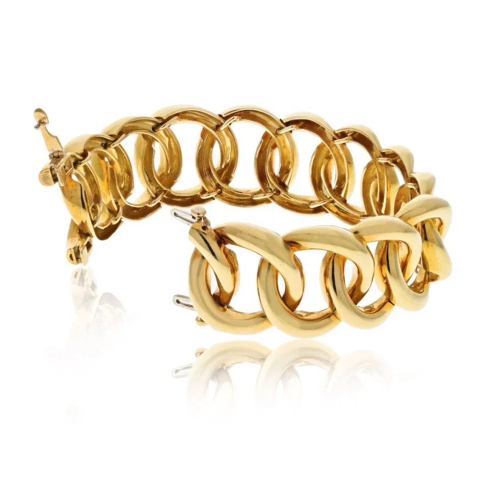 David Webb Platinum & 18K Yellow Gold Curved Link Bracelet - The Back Vault