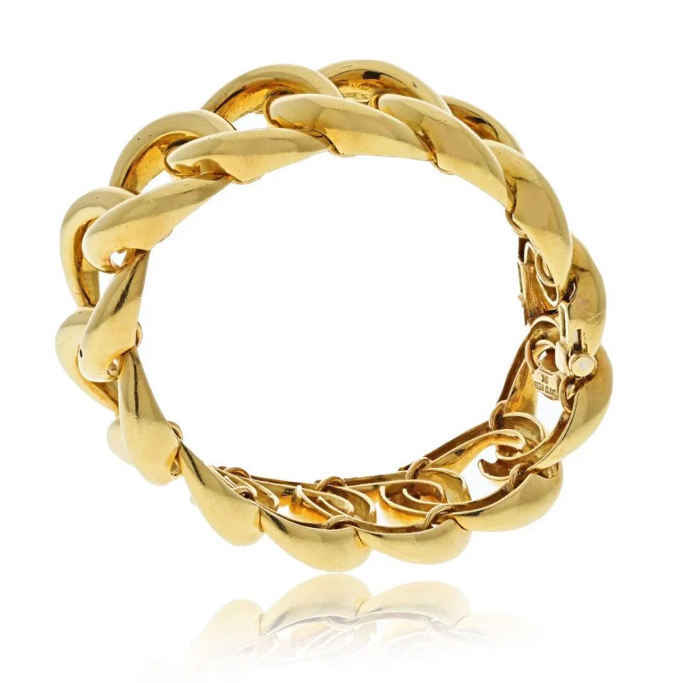 David Webb Platinum & 18K Yellow Gold Curved Link Bracelet - The Back Vault