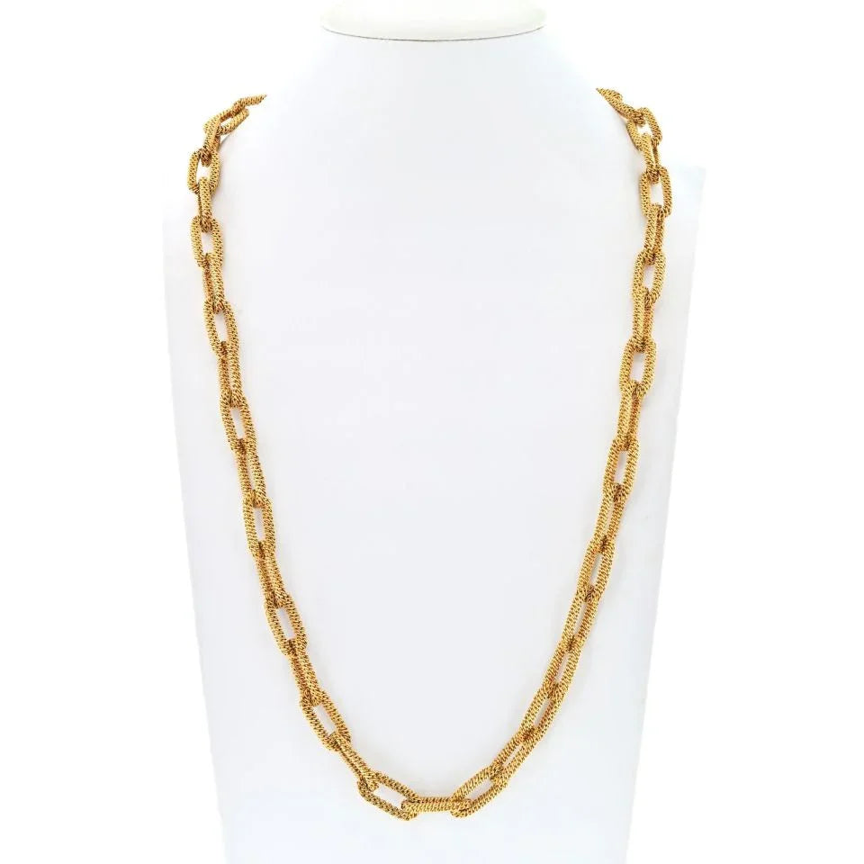 18K Yellow Gold 1970's 29 inches French Chain Necklace - The Back Vault