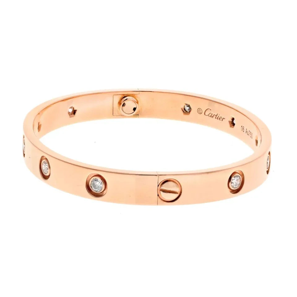 Cartier 18K Rose Gold Love Bracelet 10 Diamonds Bracelet - The Back Vault