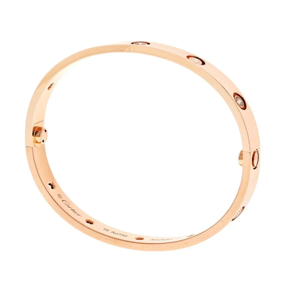 Cartier 18K Rose Gold Love Bracelet 10 Diamonds Bracelet - The Back Vault