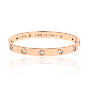Cartier 18K Rose Gold Love Bracelet 10 Diamonds Bracelet