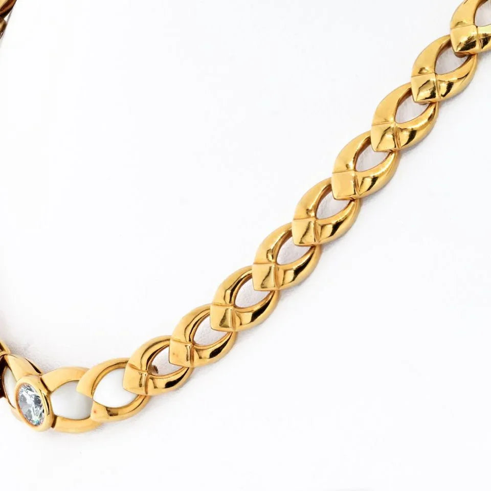 Mauboussin 18K Yellow Gold Single Diamond Open Link Chocker Necklace - The Back Vault