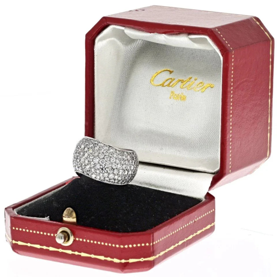 Cartier 18K White Gold 5.00cttw Pave Multirow Diamond Ring - The Back Vault