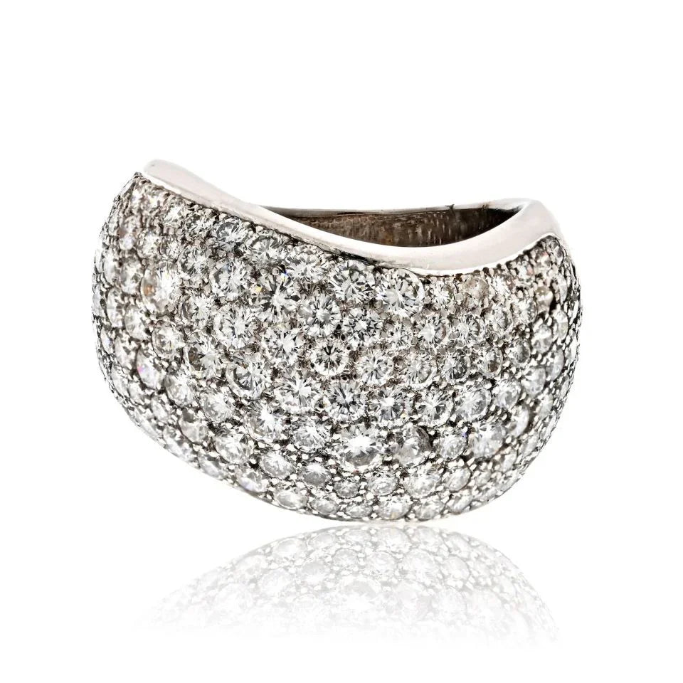 Cartier 18K White Gold 5.00cttw Pave Multirow Diamond Ring - The Back Vault