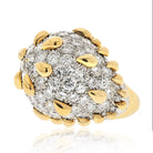 David Webb Platinum & 18K Yellow Gold Bombe Diamond Cluster Gold Tear Drop Deatails Ring - The Back Vault