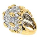 David Webb Platinum & 18K Yellow Gold Bombe Diamond Cluster Gold Tear Drop Deatails Ring - The Back Vault