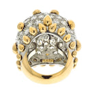 David Webb Platinum & 18K Yellow Gold Bombe Diamond Cluster Gold Tear Drop Deatails Ring - The Back Vault