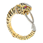 David Webb Platinum & 18K Yellow Gold White And Balck Enamel Tiger Diamond Bracelet - The Back Vault