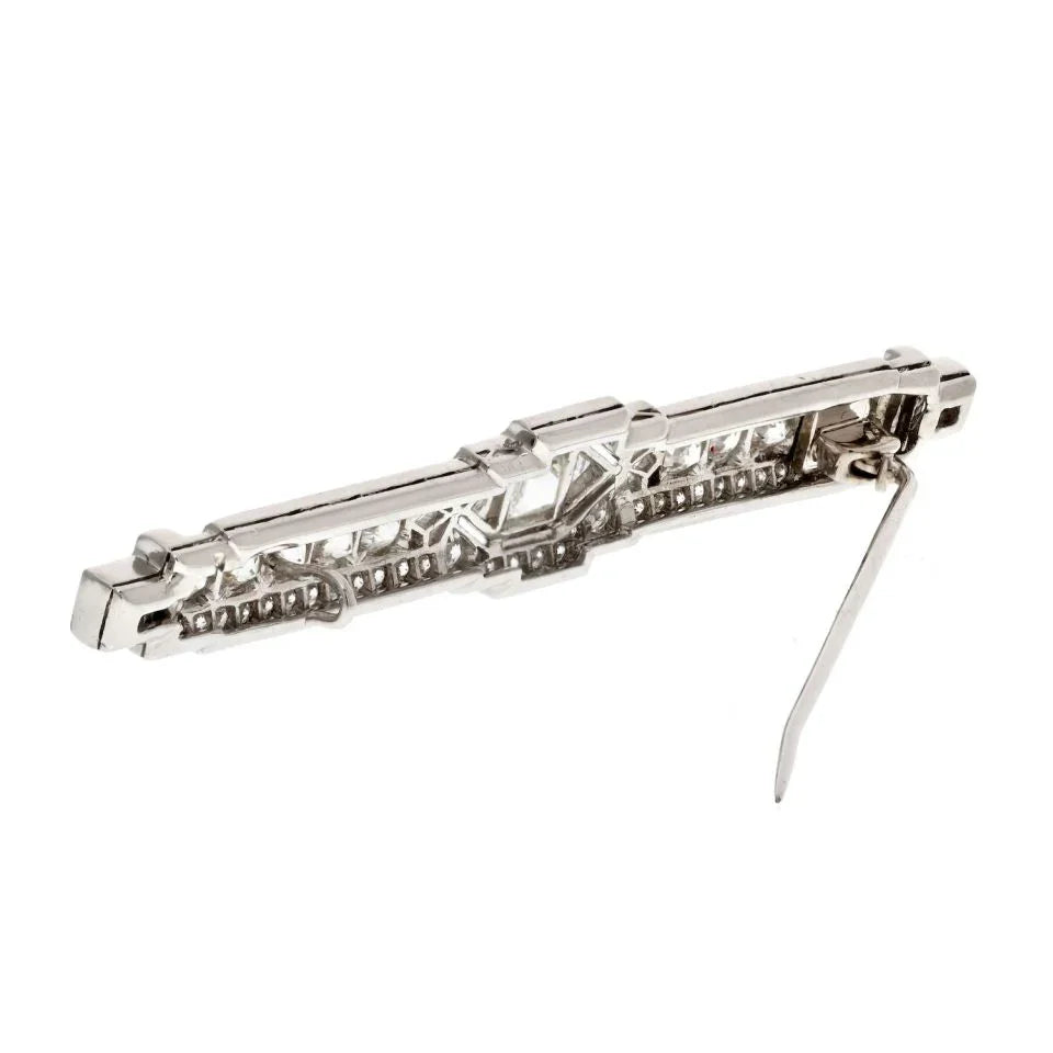 Platinum 5.25cttw Art Deco Bar Pin Brooch - The Back Vault