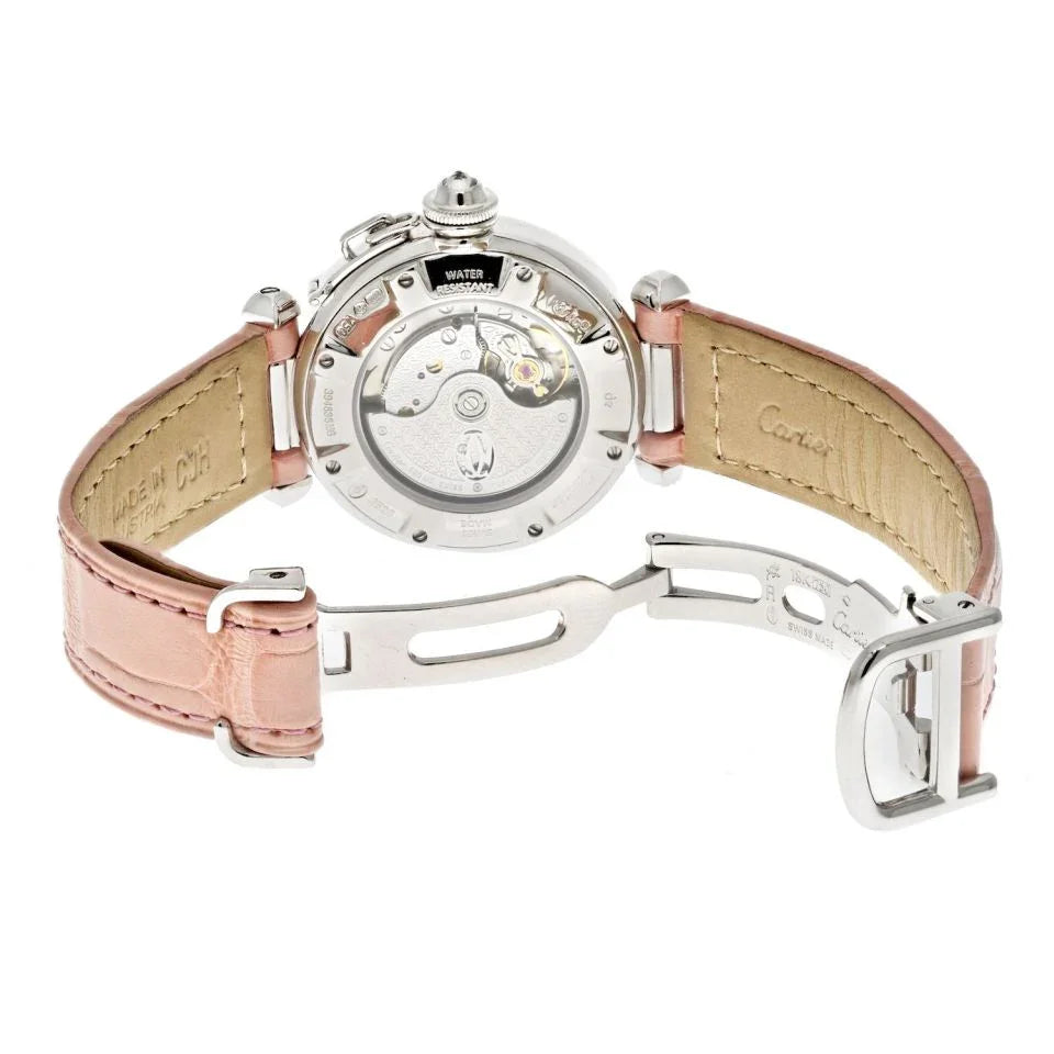 Cartier 18K White Gold 32mm Pasha Factory Diamond Bezel 2528 Women Watch - The Back Vault
