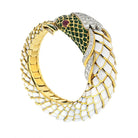 David Webb Platinum & 18K Yellow Gold Koi Fish White Enamel, Green Enamel And Diamond Bracelet - The Back Vault
