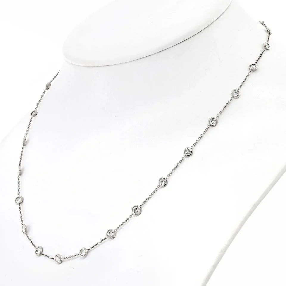 Platinum 2.80cttw Diamond By The Yard 16 inch Necklace - The Back Vault