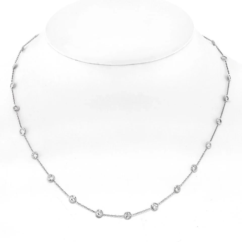 Platinum 2.80cttw Diamond By The Yard 16 inch Necklace - The Back Vault