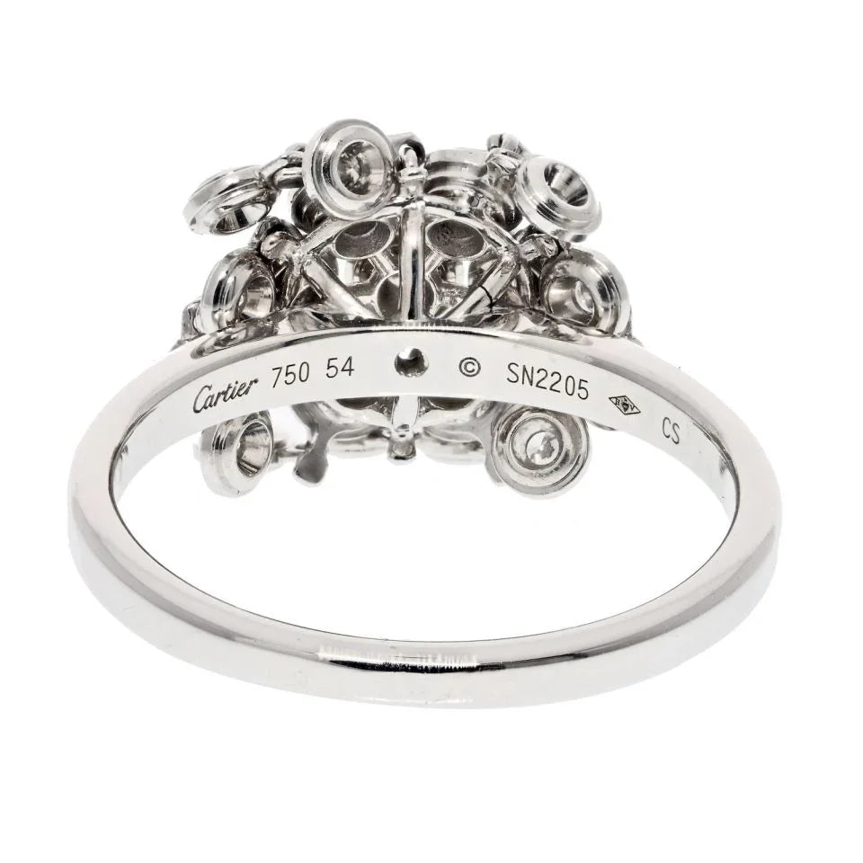 Cartier 18K White Gold Diamant Leger De Diamond Cluster Ring - The Back Vault