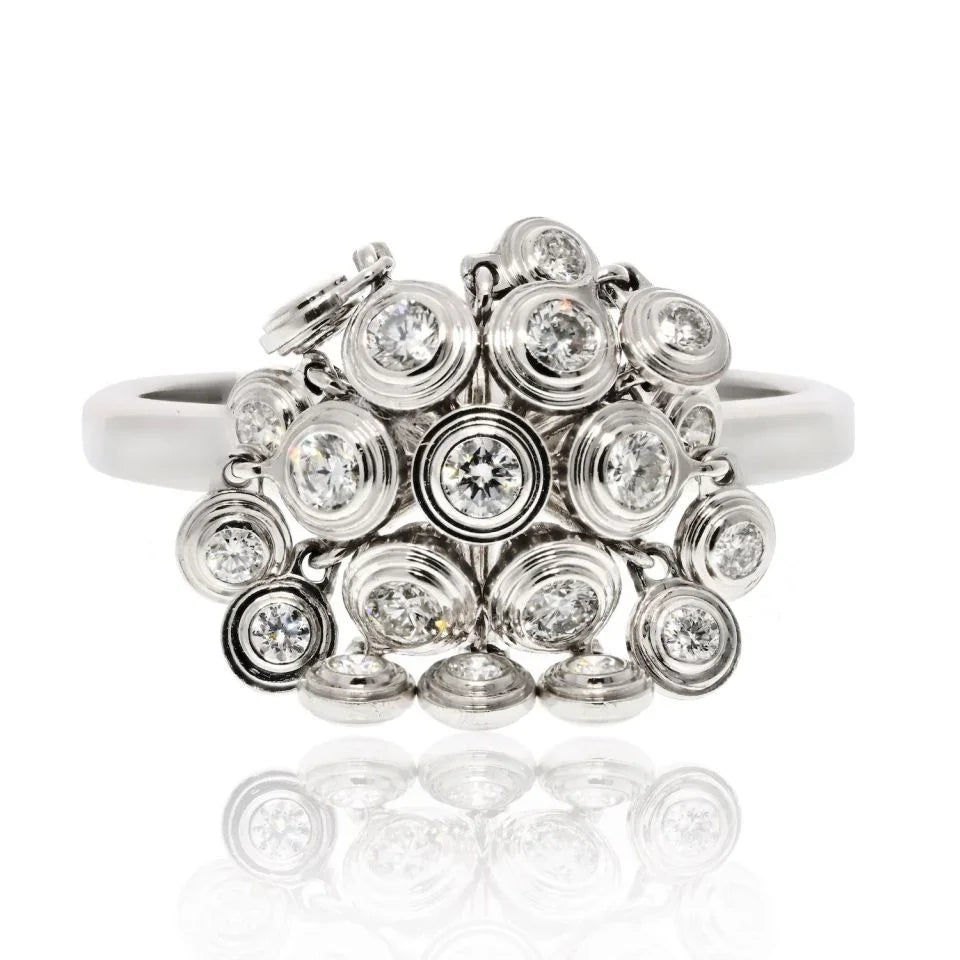 Cartier 18K White Gold Diamant Leger De Diamond Cluster Ring - The Back Vault