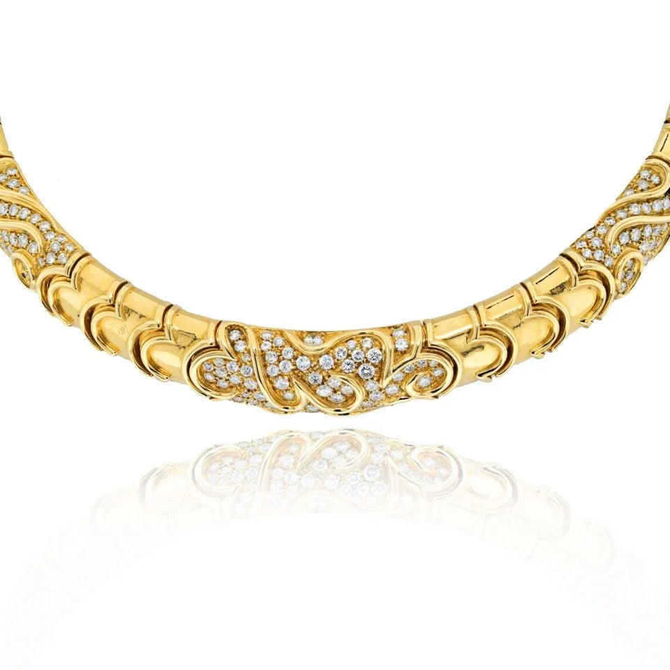 Bvlgari 18K Yellow Gold 5.00cttw Diamond Choker Necklace - The Back Vault