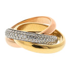 Cartier Trinity Tricolors 18K Tri Color 1999 One Pave Band Ring - The Back Vault