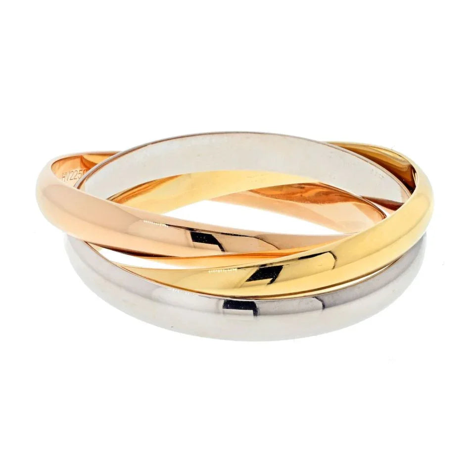 Cartier Trinity 18K Tri Color Large Band Triple Roller Bracelet - The Back Vault