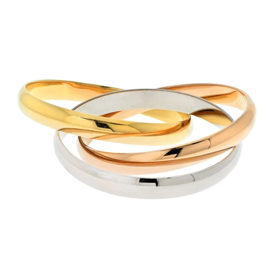 Cartier Trinity 18K Tri Color Large Band Triple Roller Bracelet - The Back Vault