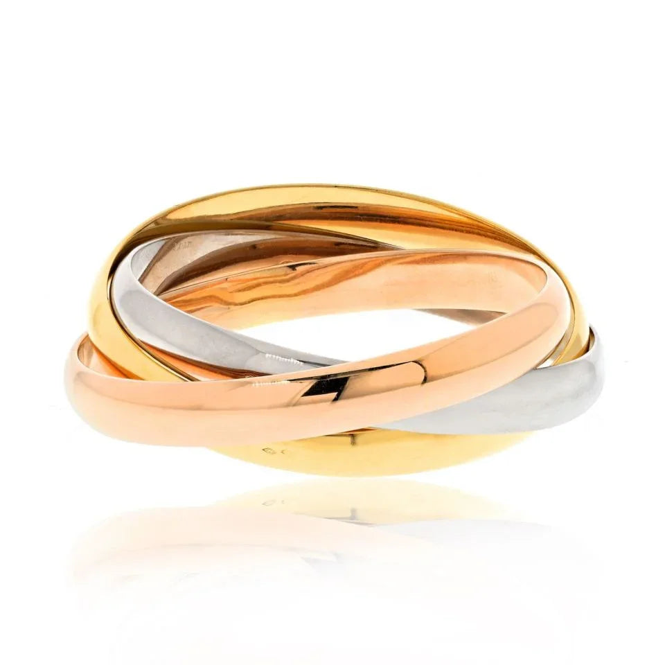 Cartier Trinity 18K Tri Color Large Band Triple Roller Bracelet - The Back Vault