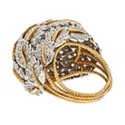 18K Two Tone 3.00cttw Estate Diamond Leaf Style Cocktail Ring - The Back Vault