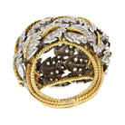 18K Two Tone 3.00cttw Estate Diamond Leaf Style Cocktail Ring - The Back Vault