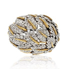 18K Two Tone 3.00cttw Estate Diamond Leaf Style Cocktail Ring - The Back Vault