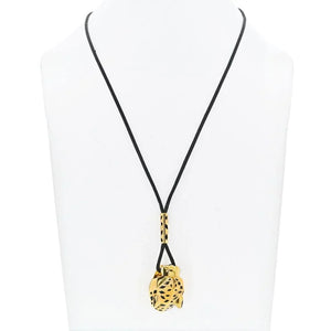 Cartier 18K Yellow Gold Panthere On A Black Cord Necklace