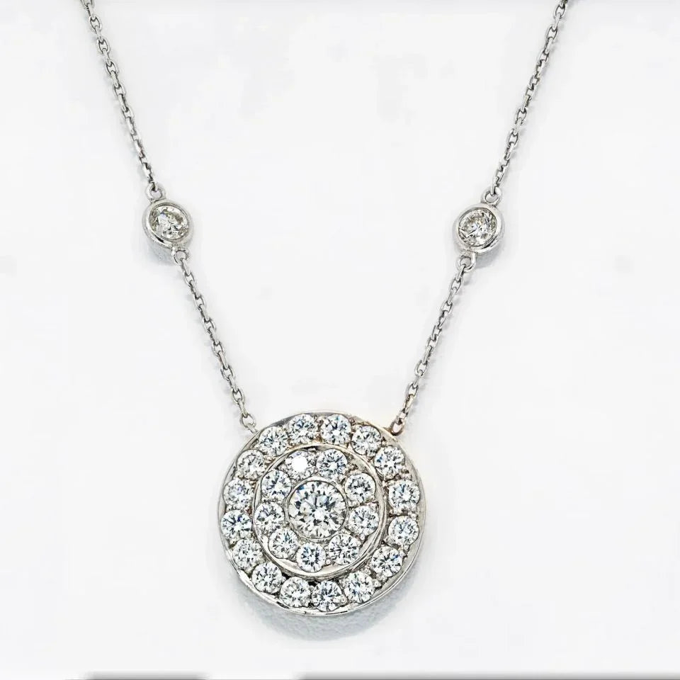 5.00cttw Diamond Cluster Round Pendant Necklace - The Back Vault
