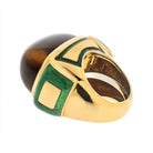 David Webb 18K Yellow Gold Tiger Eye High Polished Green Enamel Cocktail Ring - The Back Vault