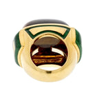 David Webb 18K Yellow Gold Tiger Eye High Polished Green Enamel Cocktail Ring - The Back Vault