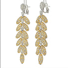 18K Two Tone 48.00cttw Diamond Feather Dangling Earrings - The Back Vault