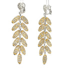 18K Two Tone 48.00cttw Diamond Feather Dangling Earrings - The Back Vault