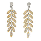 18K Two Tone 48.00cttw Diamond Feather Dangling Earrings - The Back Vault