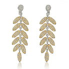 18K Two Tone 48.00cttw Diamond Feather Dangling Earrings - The Back Vault