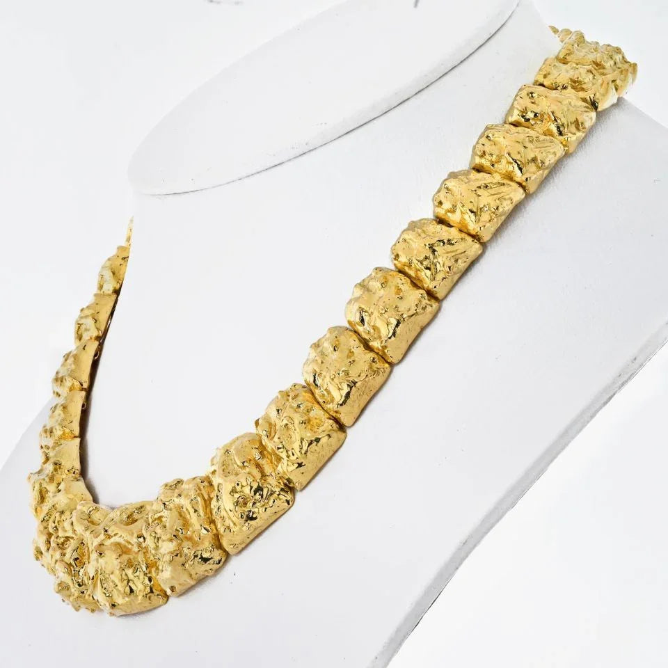 David Webb Platinum & 18K Yellow Gold Nugget Choker Necklace - The Back Vault