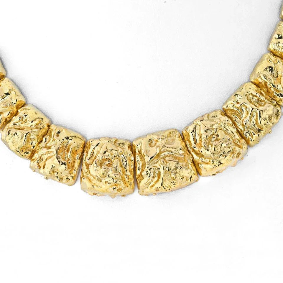 David Webb Platinum & 18K Yellow Gold Nugget Choker Necklace - The Back Vault