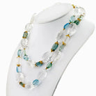 Verdura 18K Yellow Gold Aquamarine And Rock Crystal Checkerboard Finish Necklace - The Back Vault
