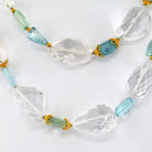 Verdura 18K Yellow Gold Aquamarine And Rock Crystal Checkerboard Finish Necklace - The Back Vault