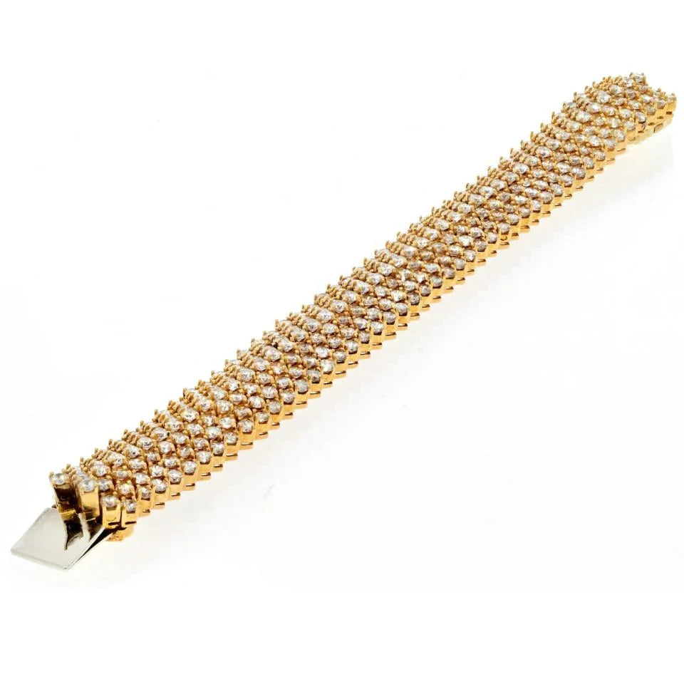 18K Yellow Gold 21 Carat Diamond Carpet Bracelet - The Back Vault