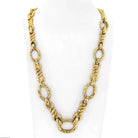 David Webb Platinum & 18K Yellow Gold Hammered Graduating Link Necklace - The Back Vault