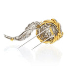 Platinum & 18K Yellow Gold 1970's Diamond Flower Brooch - The Back Vault