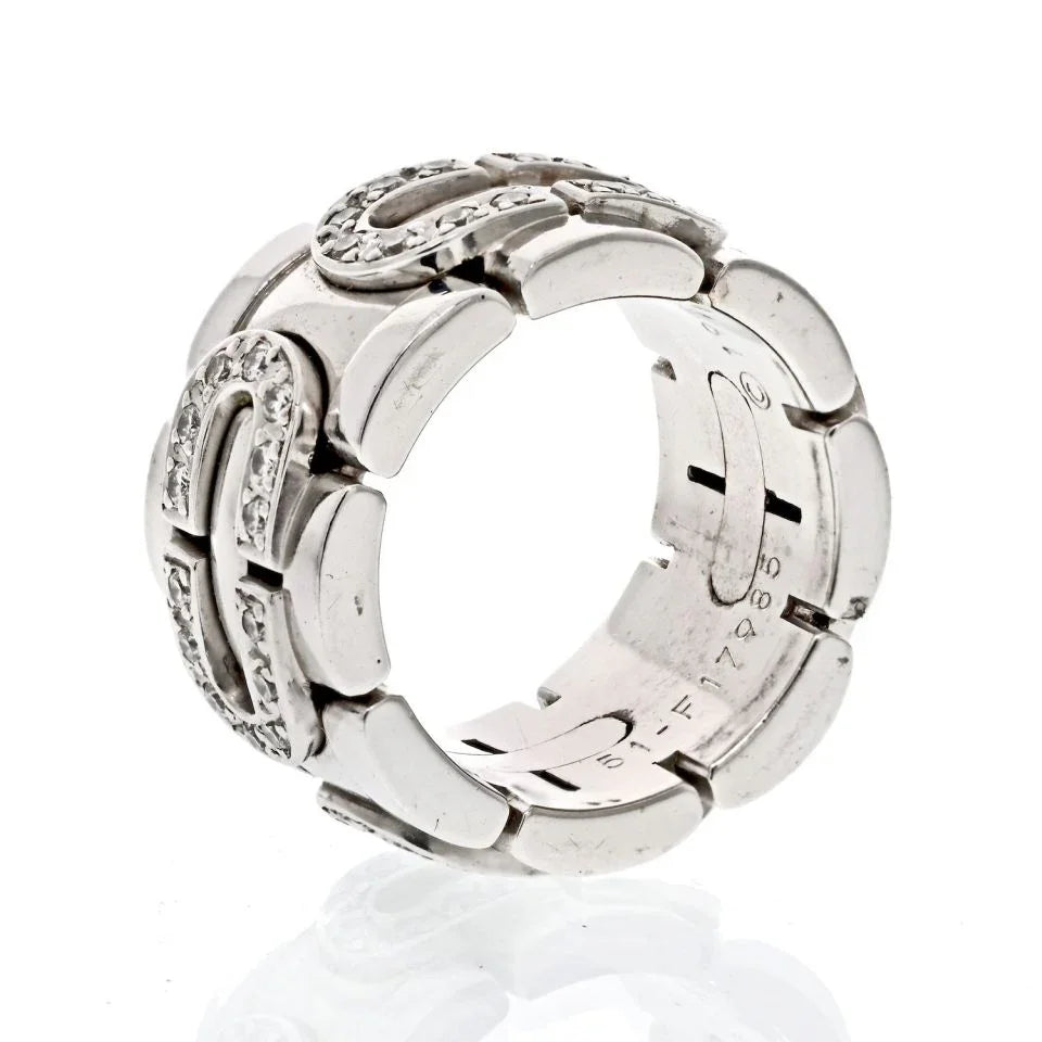 Cartier 18K White Gold Panthere Maillon Ring - The Back Vault